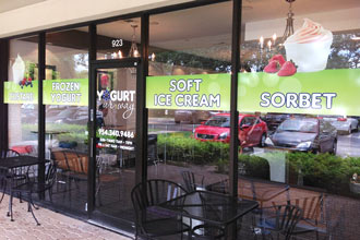 Storefront window signage and lettering